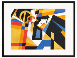 Gerahmter Kunstdruck Frau mit Waldhorn