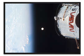Gerahmter Kunstdruck Erde, Mond und Hubble