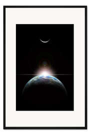 Gerahmter Kunstdruck Sonnenaufgang im Weltraum