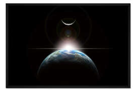 Gerahmter Kunstdruck Sonnenaufgang im Weltraum