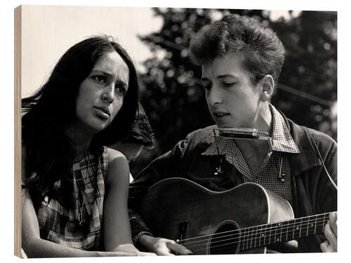 Tableau en bois Joan Baez, Bob Dylan, mars sur Washington