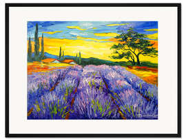 Gerahmter Kunstdruck Lavendelfeld