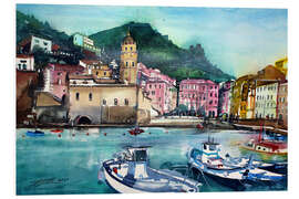 PVC print Cinque Terre, Fischerboote in Vernazza