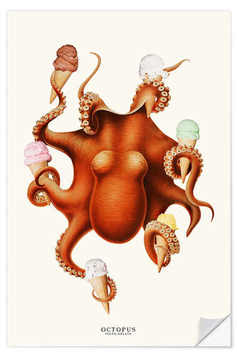 Selvklebende plakat Ice cream octopus