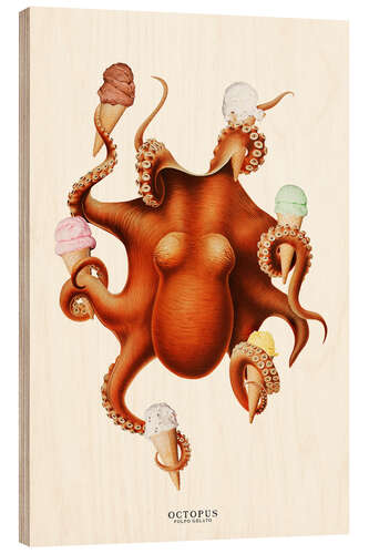 Wood print Ice cream octopus