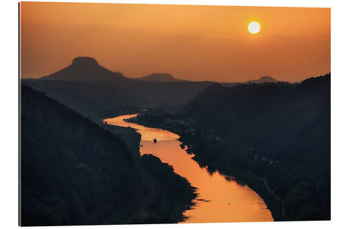 Gallery Print Abendsonne über der Elbe (Lilienstein)