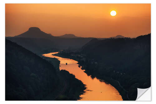 Wall sticker Evening sun over the Elbe (Lilienstein)