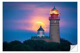 Självhäftande poster Full moon at Cape Arkona on Rügen