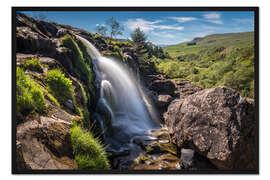 Gerahmter Kunstdruck Wasserfall in den Highlands, Schottland