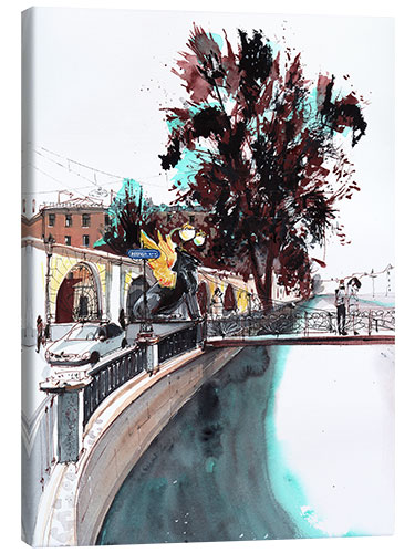 Stampa su tela Il ponte della banca, San Pietroburgo