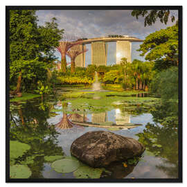 Gerahmter Kunstdruck Marina Bay Sands und Supertrees, Singapur