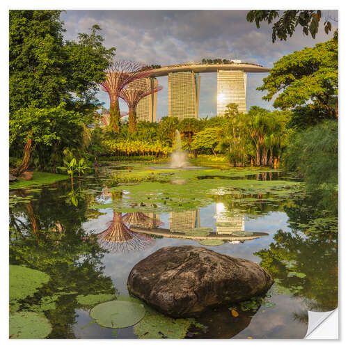 Självhäftande poster Marina Bay Sands and Supertrees, Singapore