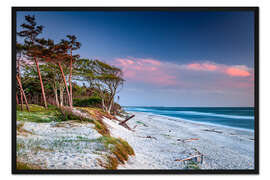 Gerahmter Kunstdruck Abendstimmung am Weststrand auf dem Darß