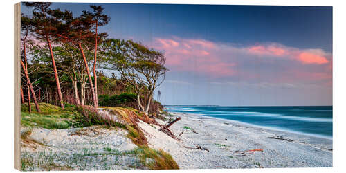 Holzbild Abendstimmung am Weststrand