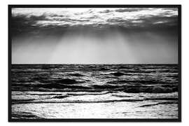 Gerahmter Kunstdruck Ausblick auf die Ostsee, schwarzweiß