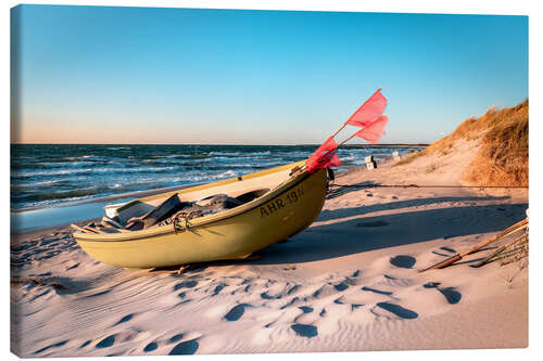 Canvas print Boats on the beach at Ahrenshoop, Baltic Sea coast