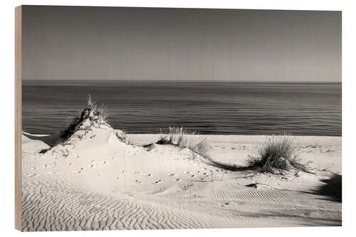 Stampa su legno Dune sul Mar Baltico I, in bianco e nero