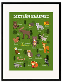 Innrammet kunsttrykk Forest animals (Finnish)