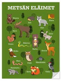 Selvklebende plakat Forest animals (Finnish)