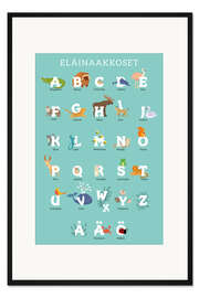 Gerahmter Kunstdruck Tieralphabet (finnisch)