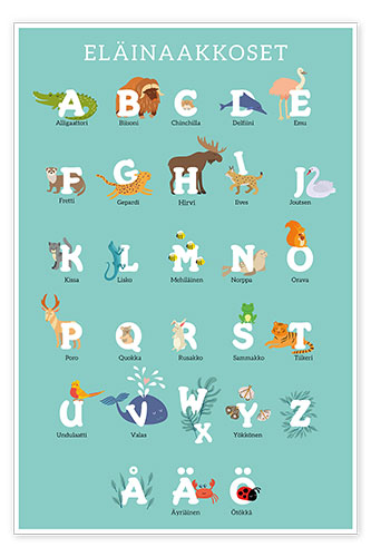 Plakat Animal alphabet (Finnish)