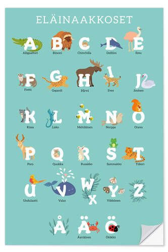 Wandsticker Tieralphabet (finnisch)