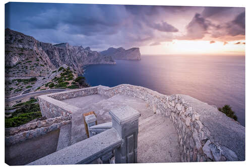 Leinwandbild Sonnenuntergang nach einem Unwetter am Cap Formentor