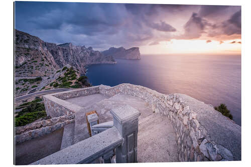 Tableau en plexi-alu Coucher de soleil après une tempête à Cap Formentor