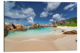 Aluminium print Beach with bay on the Seychelles in the Indian Ocean