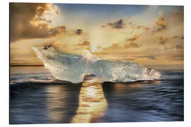 Tableau en aluminium Iceberg brillant sur l'île d'Islande au soleil