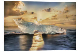 Tableau en PVC Iceberg brillant sur l'île d'Islande au soleil