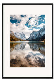 Gerahmter Kunstdruck Spiegelungen im Toblacher See
