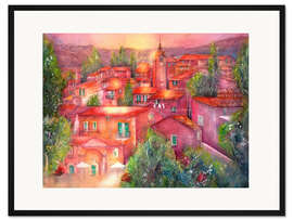 Gerahmter Kunstdruck Kleine Stadt in Roussillon, Provence