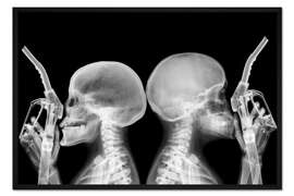 Gerahmter Kunstdruck Benzinzapfsäulen und Skelette