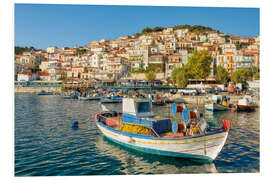 Foam board print Fishing boat in Plomari harbor, Greece