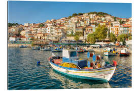 Tableau en plexi-alu Bateau de pêche dans le port de Plomari, Grèce