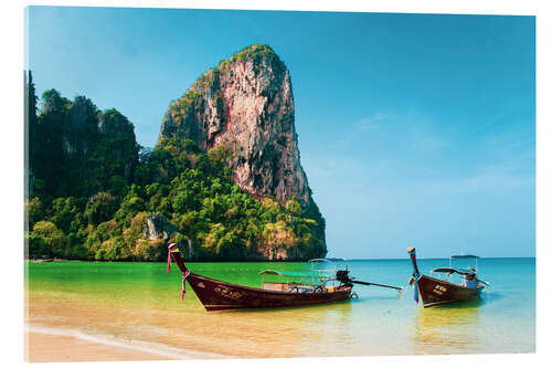 Acrylglas print Tropical beach with boats