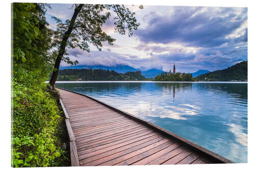 Acrylic print Lake Bled at sunset