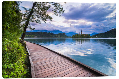 Stampa su tela Lago di Bled al tramonto