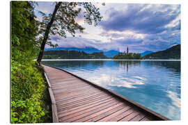 Tableau en plexi-alu Lac de Bled au coucher du soleil