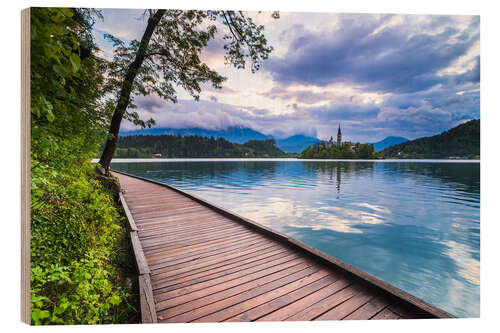 Obraz na drewnie Lake Bled at sunset