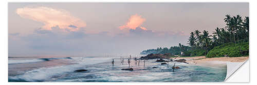 Självhäftande poster Sri Lanka Stilt Fishermen Landscape in Sri Lanka