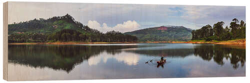 Hout print Traditional Fishing Boat in the Mountains of Sri Lanka