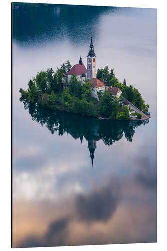 Aluminium print Church of the Assumption at Lake Bled in Slovenia