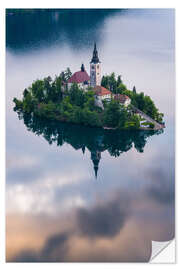 Wandsticker Kirche Mariä Himmelfahrt am Bleder See in Slowenien