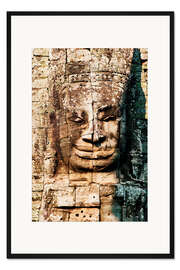 Gerahmter Kunstdruck Ruinen an den Tempeln von Angkor Wat in Kambodscha