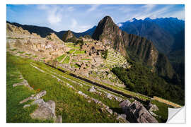 Vinilo para la pared Ruinas incas de Machu Picchu en la Cordillera de Los Andes del Perú