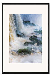 Gerahmter Kunstdruck Kraftvoller Wasserfall im Regenwald