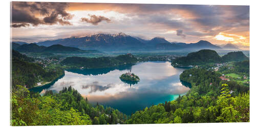 Akrylbilde Lake Bled Landscape at Sunset in Slovenia