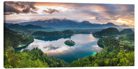 Canvas print Lake Bled Landscape at Sunset in Slovenia